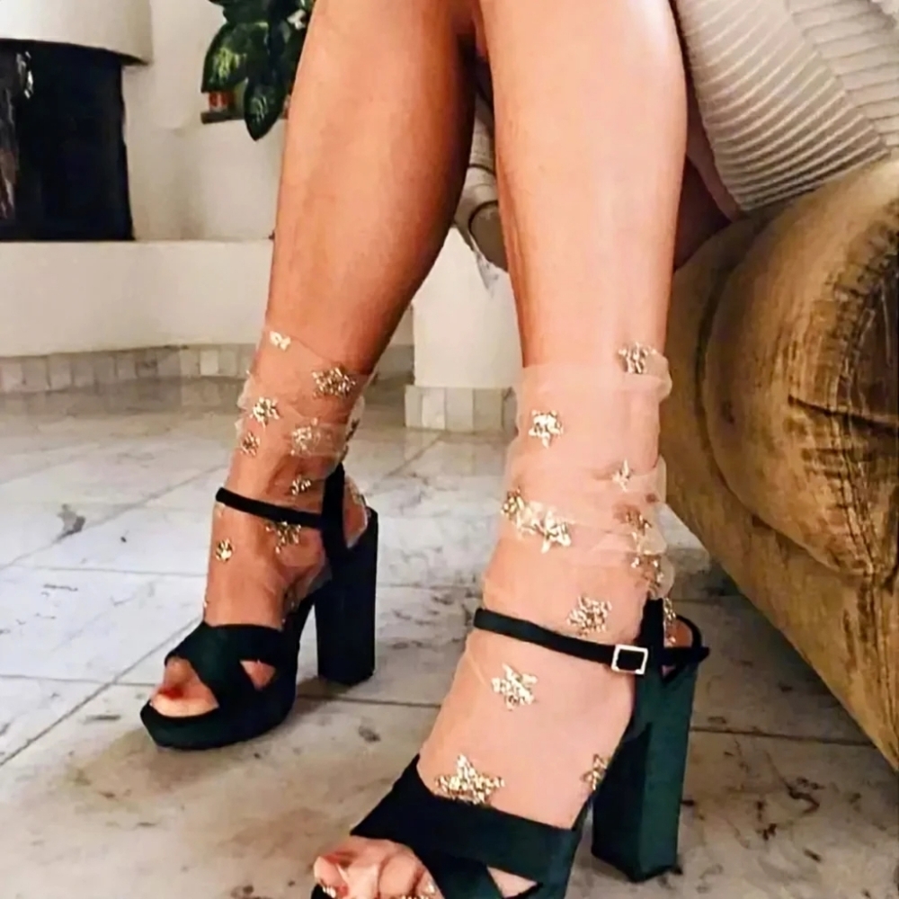 NWOT, Tulle Glitter Star Socks